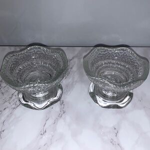 Vintage Hammered Glass Candle Holders